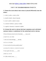 Tải Trắc nghiệm tiếng Anh lớp 8 Unit 7 My neighborhood có đáp án - Tiếng Anh 8 Unit 7 My neighbourhood| Bài tập Unit 8 lớp 7 có đáp án