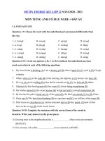 Tải Đề thi học kì 1 môn tiếng Anh lớp 12 có file nghe - Đề thi tiếng Anh 12 học kì 1 có file nghe + đáp án