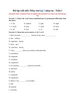 Tải Bài tập cuối tuần Tiếng Anh lớp 7 nâng cao - Tuần 3 - Phiếu bài tập Tiếng Anh lớp 7 - Tuần 3 có đáp án