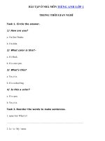 03 - Ôn tập tiếng Anh lớp 1 giữa học kì 2 có đáp án