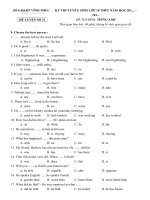 Tải Đề thi thử vào lớp 10 môn Tiếng Anh Sở GD&ĐT Vĩnh Phúc có đáp án - Đề luyện 21 - Đề ôn thi vào lớp 10 môn tiếng Anh có đáp án