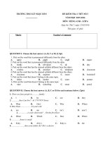 Tải Đề kiểm tra 1 tiết số 3 môn Tiếng Anh lớp 6 trường THCS Lê Ngọc Hân năm học 2015 - 2016 - Đề kiểm tra 45 phút học kỳ 2 môn tiếng Anh lớp 6 năm 2016
