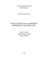 Nâng cao năng lực cạnh tranh điểm đến du lịch ở bạc liêu 