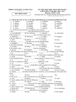 Tải Đề thi chọn học sinh giỏi cấp huyện lớp 8 môn tiếng Anh năm học 2017-2018 có đáp án - Đề khảo sát học sinh giỏi môn tiếng Anh lớp 8