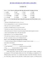 Tải Đề thi học kì 2 lớp 8 môn tiếng Anh trường TH&THCS Trung Tâm, Yên Bái - Đề thi học kì 2 môn Tiếng Anh lớp 8 có đáp án