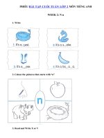 Tải Phiếu bài tập cuối tuần môn Tiếng Anh lớp 2 Tuần 2 - Bài tập cuối tuần tiếng Anh 2 có đáp án