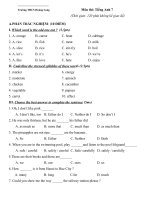 Tải Đề thi chọn học sinh giỏi cấp huyện môn Tiếng Anh lớp 7 trường THCS Hoàng Long - Đề thi Tiếng Anh có đáp án