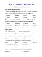 Tải Đề luyện thi vào lớp 10 môn tiếng Anh năm 2020 - 2021 số 19 - Đề thi vào 10 môn tiếng Anh có đáp án
