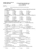 Tải Đề thi thử học sinh giỏi lần 1 môn Tiếng Anh lớp 12 trường THPT Lý Thái Tổ, Bắc Ninh năm 2015 - 2016 - Đề thi thử HSG môn Tiếng Anh có đáp án