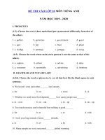 Tải Đề ôn thi vào lớp 10 môn Tiếng Anh năm học 2019 - 2020 số 19 - Đề thi vào lớp 10 2019 môn Tiếng Anh không chuyên có đáp án