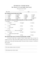 Tải Đề thi học kỳ 1 môn tiếng Anh lớp 4 năm học 2015 - 2016 theo giáo trình Let's Learn English 2 - Đề thi cuối kì 1 môn tiếng Anh lớp 4 có đáp án