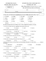 Tải Đề thi học kì 2 môn Tiếng Anh lớp 11 năm 2015 trường THPT Tân Yên số 2, Bắc Giang - Đề kiểm tra chất lượng học kì 2 môn Tiếng Anh lớp 11 có đáp án