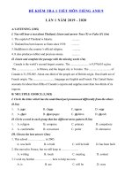 Tải Đề kiểm tra 1 tiết lần 1 lớp 9 môn tiếng Anh năm 2019 - 2020 - Đề kiểm tra tiếng Anh lớp 9