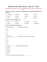 Tải Bài tập cuối tuần Tiếng Anh lớp 7 nâng cao - Tuần 4 - Phiếu bài tập Tiếng Anh lớp 7 - Tuần 4 có đáp án