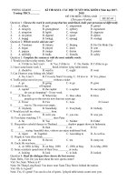 Tải Đề thi chọn học sinh giỏi lớp 6 môn tiếng Anh năm học 2017-2018 có đáp án (Đề 4) - Đề thi học sinh giỏi môn tiếng Anh lớp 6