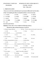 Tải Bộ Đề thi học kỳ 1 môn Tiếng Anh lớp 9 năm học 2016 - 2017 có đáp án - Đề kiểm tra học kỳ 1 môn tiếng Anh lớp 9