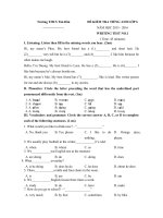 Tải Đề Kiểm tra môn tiếng Anh lớp 6 trường THCS Tân Dân năm học 2015 - 2016 - Đề thi tiếng Anh lớp 6 có đáp án