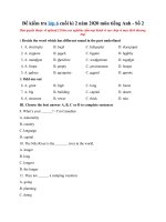 Tải Đề kiểm tra lớp 6 cuối kì 2 năm 2020 môn tiếng Anh - Số 2 - Đề thi tiếng Anh lớp 6 học kỳ 2