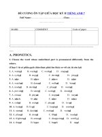 Tải Đề ôn thi giữa học kì 2 môn Tiếng Anh lớp 7 - Đề kiểm tra giữa học kỳ 2 môn tiếng Anh lớp 7 chương trình mới