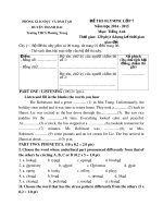 Tải Đề thi Olympic môn tiếng Anh lớp 7 trường THCS Phương Trung, Thanh Oai năm học 2014 - 2015 - Đề thi học sinh giỏi tiếng Anh lớp 7 có đáp án