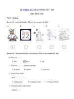 Tải Đề thi học kì 1 lớp 4 môn Tiếng Anh có file nghe năm học 2018 - 2019 số 2 - Đề kiểm tra môn Tiếng Anh lớp 4 học kì 1 có đáp án