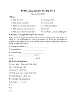 Tải Đề thi Tiếng Anh học kì 2 lớp 4 năm học 2019-2020 (số 2) - Đề kiểm tra tiếng Anh lớp 4 học kì 2 có đáp án