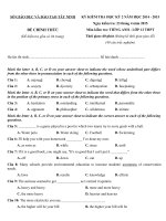 Tải Đề thi học kì 2 môn Tiếng Anh lớp 12 năm 2015 Sở GD - ĐT Tây Ninh - Đề kiểm tra học kì 2 Tiếng Anh lớp 12