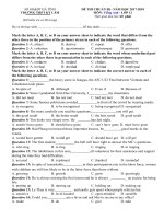 Tải Đề ôn thi THPT Quốc gia môn tiếng Anh năm 2018 lần 1 trường THPT Kỳ Lâm, Hà Tĩnh có đáp án - Đề ôn thi Đại học môn tiếng Anh