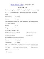 Tải Đề thi học kì 1 lớp 10 môn Tiếng Anh năm học 2018 - 2019 trường THPT Thác Bà - Đề kiểm tra học kì 1 môn Tiếng Anh lớp 10 chương trình mới