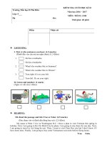 Tải Đề thi học kì 2 lớp 5 môn tiếng Anh trường Tiểu học D Phú Hữu, An Giang năm học 2016-2017 có đáp án - Đề thi học kì 2 lớp 5 môn tiếng Anh có đáp án