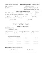 Tải Đề kiểm tra cuối học kì 1 môn Toán lớp 3 năm 2013 - 2014 trường Tiểu học Hưng Thông, Nghệ An - Đề kiểm tra học kì I môn Toán lớp 3 có đáp án