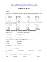 Tải Bộ đề ôn thi vào lớp 10 chuyên Tiếng Anh năm 2020 - 2021 - Đề tuyển sinh lớp 10 chuyên Anh có đáp án