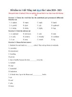 Tải Đề kiểm tra 1 tiết Tiếng Anh lớp 6 lần 1 năm 2020 - 2021 - Kiểm tra 45 phút Tiếng Anh lớp 6 lần 1 có đáp án