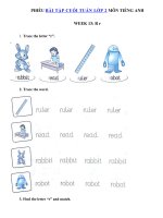 Tải Phiếu bài tập cuối tuần môn Tiếng Anh lớp 2 Tuần 13 - Bài tập cuối tuần tiếng Anh 2 có đáp án