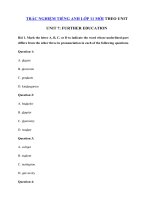 Tải Trắc nghiệm Ngữ âm tiếng Anh lớp 11 Unit 7 Further Education - Bài tập Tiếng Anh 11 mới theo từng Unit có đáp án
