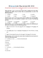 Tải Đề thi vào 10 môn Tiếng Anh năm 2020 - Đề 18 - Đề luyện thi vào 10 môn Anh nâng cao có đáp án