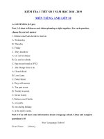 Tải Kiểm tra 1 tiết số 3 môn Tiếng Anh lớp 10 có file nghe năm học 2018 - 2019 - Đề kiểm tra Tiếng Anh lớp 10 chương trình mới