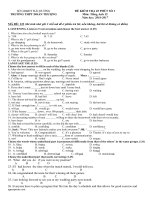 Tải Đề kiểm tra 1 tiết môn Tiếng Anh lớp 12 Số 1 trường THPT Đoàn Thượng, Hải Dương năm học 2016 - 2017 có đáp án - Đề kiểm tra 45' HK1 Tiếng Anh 12 có đáp án