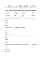 Tải Đề kiểm tra 1 tiết Tiếng Anh lớp 7 lần 1 năm 2020 - Kiểm tra 45 phút Tiếng Anh lớp 7 lần 1 có đáp án