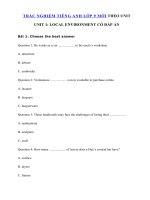 Tải Trắc nghiệm Ngữ pháp tiếng Anh lớp 9 Unit 1 Local Environment - Bài tập Tiếng Anh 9 theo từng Unit có đáp án