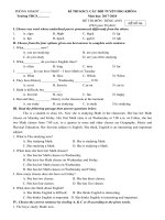 Tải Đề thi chọn học sinh giỏi lớp 6 môn tiếng Anh năm học 2017-2018 có đáp án (Đề 6) - Đề thi học sinh giỏi môn tiếng Anh lớp 6