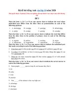 Tải Bộ đề thi tiếng Anh vào lớp 10 năm 2020 - Đề thi tuyển sinh lớp 10 môn Anh