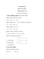 Tải Đề thi học kì 1 môn Toán lớp 2 năm 2016 - 2017 - Đề kiểm tra học kì 1 môn Toán lớp 2 có đáp án