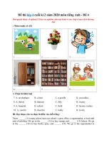 Tải Đề thi lớp 4 cuối kì 2 năm 2020 môn tiếng Anh - Đề 4 - Đề kiểm tra tiếng Anh lớp 4 học kỳ 2 có đáp án