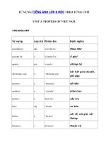 Tải Từ vựng Unit 3 lớp 8: Peoples of Viet Nam - Vocabulary - Phần từ vựng - Unit 3 Tiếng Anh 8 mới Peoples of Viet Nam