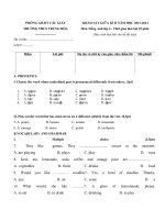 Tải Đề thi giữa kỳ 2 môn tiếng Anh lớp 6 trường THCS Trung Hòa, Hà Nội năm học 2013 - 2014 - Đề kiểm tra giữa kỳ 2 môn tiếng Anh lớp 6 có đáp án