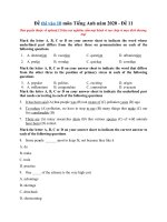 Tải Đề thi vào 10 môn Tiếng Anh năm 2020 - Đề 11 - Đề luyện thi vào 10 môn Anh nâng cao có đáp án