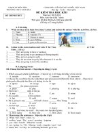 Tải Đề thi học kỳ 2 môn Tiếng Anh lớp 6 THCS Tam Hòa, Biên Hòa năm học 2015 - 2016 có file nghe - Đề kiểm tra Tiếng Anh lớp 6 học kỳ 2