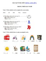 03 - Ôn tập tiếng Anh lớp 1 giữa học kì 2 có đáp án