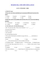 Tải Đề kiểm tra 1 tiết lần 1 lớp 10 môn tiếng Anh năm 2019 - 2020 - Đề kiểm tra tiếng Anh 10 mới có đáp án